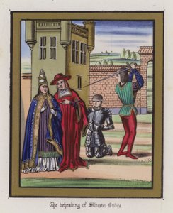 A decapitação de Sir Silvester Budes (gravura colorida) de English School