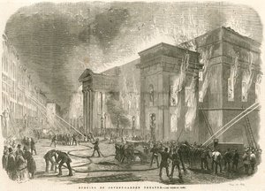A queima do Covent Garden Theatre, em Londres, na manhã de 5 de março de 1856 de English School