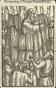 A queima de Thomas Wattes, Mártir (gravura) de English School