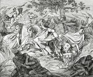 A morte de Manfred na Batalha de Benevento, 26 de fevereiro de 1266, 1882 de English School