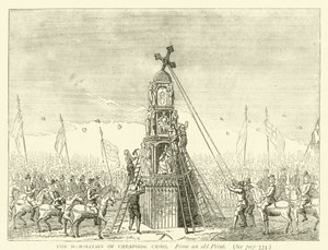 A demolição de Cheapside Cross, de uma gravura antiga de English School