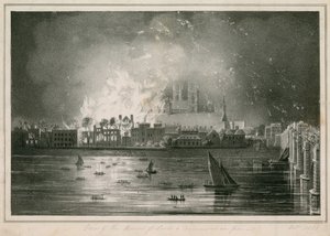 A destruição pelo fogo das Casas do Parlamento em 16 de outubro de 1834 de English School