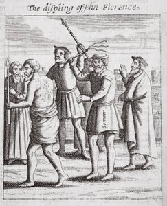 O displing de John Florence, ilustração de Atos e Monumentos por John Foxe, nona edição, pub. 1684 de English School