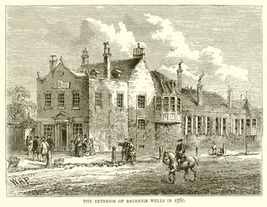 O exterior de Bagnigge Wells em 1780 de English School