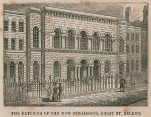O exterior da Nova Sinagoga, Great St Helens, Londres de English School