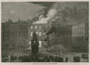O incêndio na Savile House, Leicester Square, Londres de English School