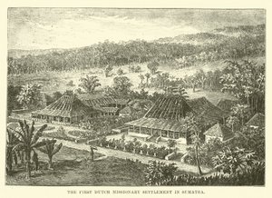 O primeiro assentamento missionário holandês em Sumatra de English School