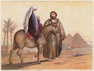 A fuga para o Egipto (litografia a cores) de English School