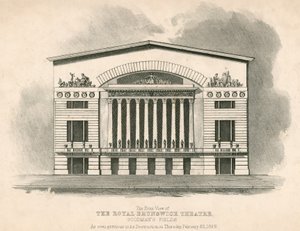 A, vista dianteira, de, a, real, brunswick, teatro, Goodmans, campos, londres de English School