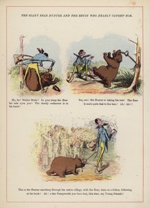 O caçador de ursos gigantes e o Bruin que quase o apanhou (cor litho) de English School