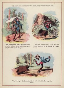 O caçador de ursos gigantes e o Bruin que quase o apanhou (cor litho) de English School