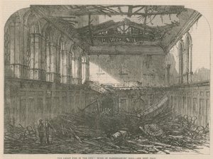 O grande incêndio da cidade: ruínas do Haberdashers Hall de English School