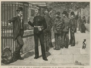 A grande guerra de 1892, uma previsão; Recrutamento na Igreja St Martins de English School
