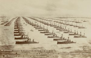 A maior assembleia de navios de guerra que o mundo já viu (litho) de English School