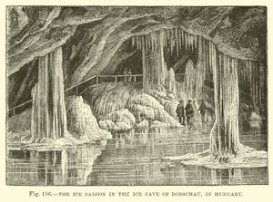 O salão de gelo na caverna de gelo de Dobschau na Hungria de English School