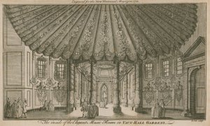 O interior da elegante sala de música (Rotunda) em Vauxhall Gardens, Londres de English School