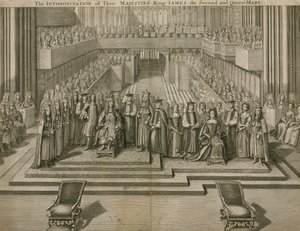 A Intronização de Suas Majestades o Rei James II e a Rainha Mary na Abadia de Westminster de English School