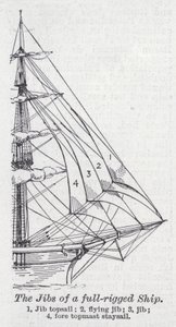 A bujarrona de um navio com a tripulação cheia (litho) de English School