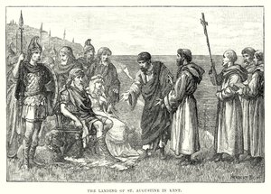 O desembarque de Santo Agostinho em Kent (gravura) de English School