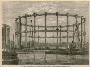 O grande gaseador da Imperial Gas Company trabalha em Bethnal Green, Londres de English School