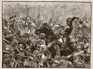 A última posição de Schwarz e seus alemães, ilustração de Cassells Illustrated History of England (foto em sépia) de English School