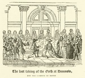 A última prestação de juramento em Dunmow, para a Gammon of Bacon (gravura) de English School