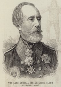 O falecido Almirante Sir Adolphus Slade, Muchaver Pasha (gravura) de English School