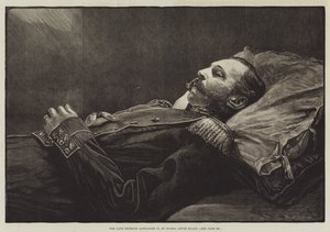 O falecido Imperador Alexandre II da Rússia após a sua morte (gravura) de English School