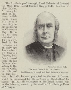 O falecido Reverendíssimo Dr. Gregg, Arcebispo de Armagh e Lord Primate of Ireland (gravura) de English School