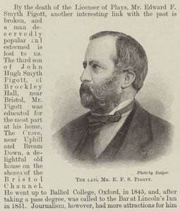 O falecido Sr. E F S Pigott (gravura) de English School