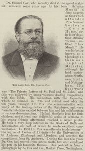 O falecido Reverendo Dr. Samuel Cox (gravura) de English School