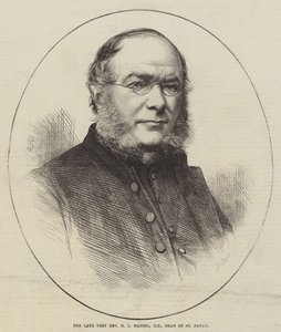 O falecido Muito Reverendo H L Mansel, DD, Reitor de São Paulo (gravura) de English School