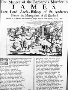 O modo do assassinato bárbaro de James, falecido lorde arcebispo de St. Andrews, primaz e metropolita de toda a Escócia, 1679 de English School
