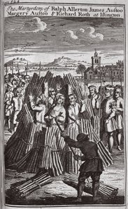 Das Martyrium von Ralph Allerton James Austoo, Margery Austoo und Richard Roth in Islington, Illustration aus 