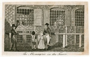 O zoológico na Torre de Londres, cerca de 1820 de English School