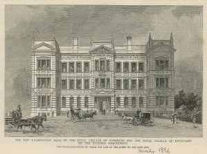 O novo Salão de Exames do Royal College of Surgeons e do Royal College of Physicians de English School