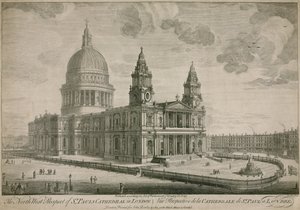 A perspectiva do noroeste da Catedral de St Pauls em Londres de English School
