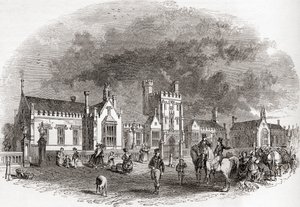 A antiga escola de Bedford, reconstruída no final do século XIX, de Old England: A Pictorial Museum, pub. 1847 de English School