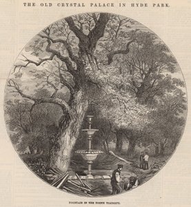 O antigo Palácio de Cristal em Hyde Park: fonte no transepto norte de English School