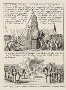 A derrubada da Cruz de Cheapside pelos iconoclastas e puritanos e a queima do Livro dos Esportes no mesmo esporte no domingo seguinte, em maio de 1643, 1809 de English School