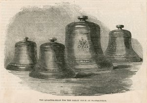 O quarto bells para o grande sino (Big Ben) na torre do relógio de English School
