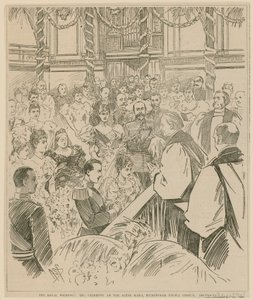 O casamento real, a cerimônia nos trilhos do altar, a capela do Palácio de Buckingham, 23 de julho de 1896 de English School