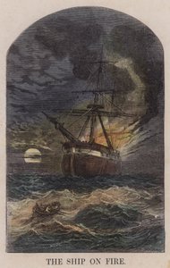 O navio em chamas (gravura colorida) de English School