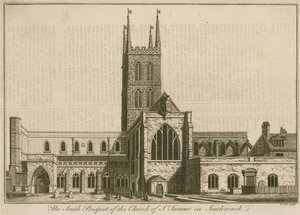 A perspectiva sul de St Saviours, Southwark, Londres de English School