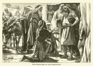 O estratagema dos Gibeonitas (gravura) de English School