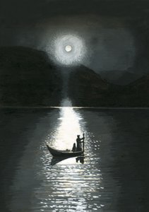 O sol em uma noite de verão na Lapónia