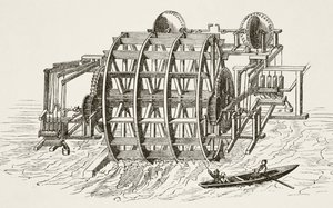 As obras de água da London Bridge, erguida pela primeira vez em 1582, de The National e Domestic History of England por William Hickman Smith Aubrey (1858-1916) publicaram Londres, c.1890 de English School