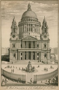 A perspectiva do oeste da Catedral de St Pauls, em Londres de English School
