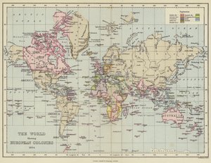 O mundo mostrando as colónias europeias de English School