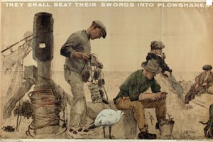 They Shall Beat Their Swords into Plowshares, da série "The Empire Stands for Peace" (litografia a cores) de English School
